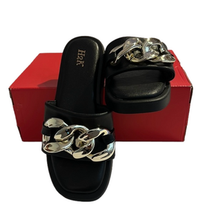 H2k black flip flop sandals. NEW